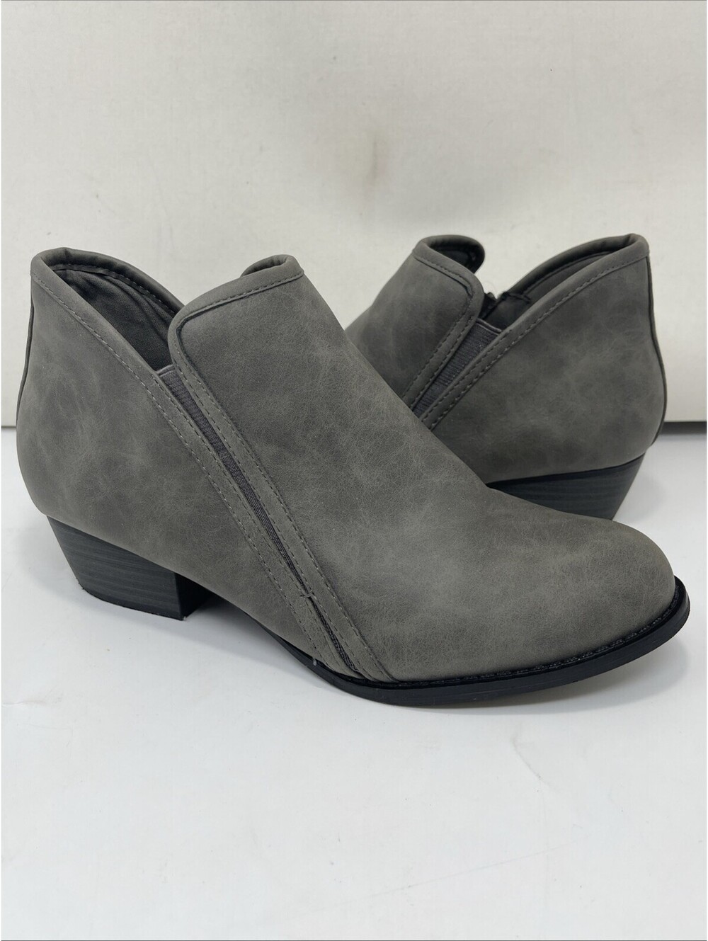 Esprit Hunter Womens Ankle Boots Size 7.5 M Gray Side Zip Low Heel Booties